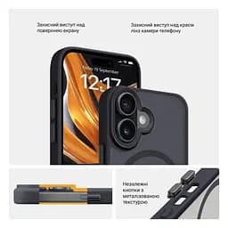 Чехол для Apple iPhone 17, Uniq MagCase, черный, противоударный, панель-накладка с MagSafe, ударопрочный TPU+PC, с магнитом MagSafe, поддержка полноценной беспроводной зарядки, ArmorStandart (ARM86261) - мініатюра 3