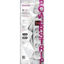 Power filtr 1.8м Defender S418, 4 розетки, з вимикачем, заземленням (992370) - мініатюра 2