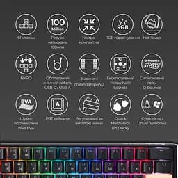 Клавіатура Ducky One 3 Mini Cherry MX Brown RGB Black UA (DKON2161ST-BUAPXCLAWSC1) - мініатюра 4
