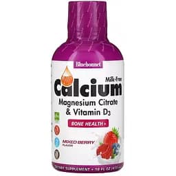 Кальций + Цитрат Магния + Витамин D3 Bluebonnet Nutrition со вкусом ягод 472 мл