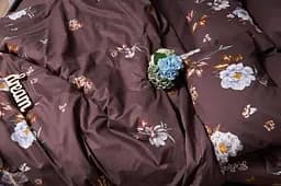 Комплект постільної білизни Moon&Star Микросатин Premium Floral Mocha полуторний 143х210 наволочки 4х70х70 - мініатюра 6
