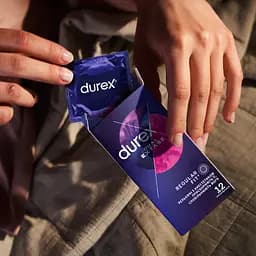 Презервативи латексні з силіконовою змазкою Durex Dual Extase, рельєфні з анестетиком, 12 шт. (3022818) - мініатюра 6