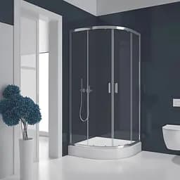 Душова кабіна New Trendy Suvia 80x80 см напівкругла розсувна прозоре скло на дрібному піддоні хром ZS-0001, Хром, прозорий, хром - мініатюра 2