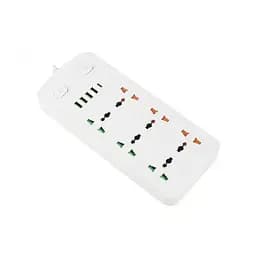 Сетевой фильтр, удлинитель на 6 розеток 4 USB 1Type-C 2 метра Белый (52957)