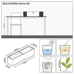 Вазон Lechuza Balconera Stone, 12 л, кварцовий білий (15667) - мініатюра 3