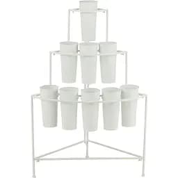 Кашпо J-Line підлогове металеве білого кольору для 9 відсіків для квітів  (33185)