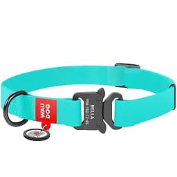 Нашийник для собак Waudog Waterproof, коллартекс, водостійкий, світиться, з QR паспортом, металева пряжка-фастекс, 24-40х2 см, ментоловий