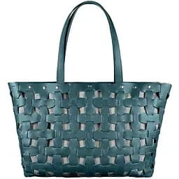 Шкіряна плетена жіноча сумка Пазл Xl зелена Krast