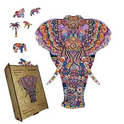 Пазл деревянный Слон Благополучие, А5, Картонная коробка 35 элементов