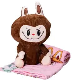 Детский набор Игрушка плед Лабуба коричневый, мягкая игрушка с пледом для детей