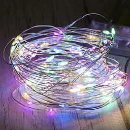 Гирлянда-нить на батарейках 10 м 100 LED, цветная, медный провод Роса, декоративная