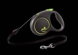 Повідець-рулетка Flexi Black Design M, для собак до 20 кг, трос 5 м, чорний з зеленим (FU22C5.251.S CG)