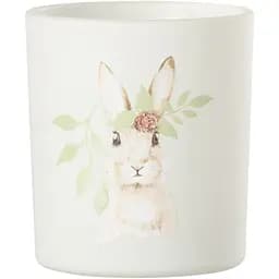 Свічник J-line скляний з зайчиком 8 см білий (33368)