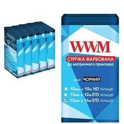 Лента к принтерам 13мм х 16м STD к. Black*5шт WWM (R13.16S5)