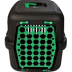 Переноска для животных Agility plastic 35х49х32,5 см черный/зеленый