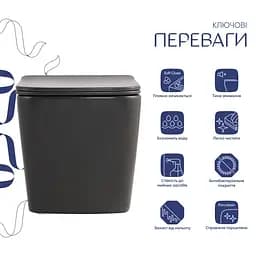 Унітаз підвісний Qtap Tern Ultra Quiet, з сидінням Slim Duroplast/ Soft-close/ Quick relase QT17332303ASAN - мініатюра 2