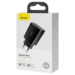 Мережевий зарядний пристрій Baseus Speed Mini Quick Charger 1C 20W EU чорний CCFS-SN01 - мініатюра 5