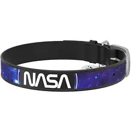 Нашийник для собак Waudog Design NASA21, шкіряний, з QR паспортом, L, 38-49х2,5 см, чорний