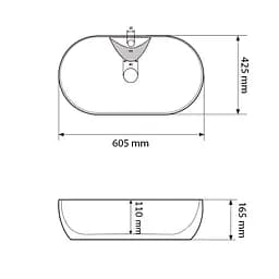Умивальник VBI Liscia white накладний VBI-015505, Білий - мініатюра 3