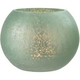 Свічник J-line скляний з ефектом розбитого скла матовий зеленого кольору 15х15 см (37291)