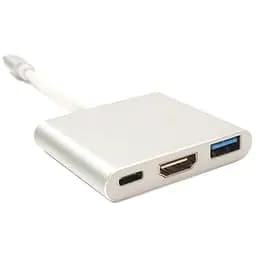 Кабель-переходник PowerPlant USB Type-C-HDMI/USB Multiport Adapter для MacBook 12, 0.15м