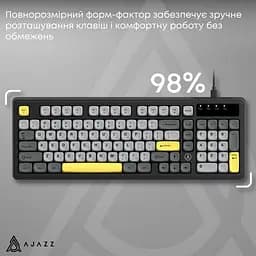 Клавиатура игровая проводная Ajazz AF-BGY-98 USB Black-Gray-Yellow - мініатюра 7