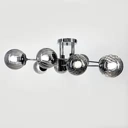 Потолочная люстра в хромированном корпусе на 8 графитовых плафонов Ø 85 см | Ст. 51797/8 CH+BK+GR | Line F