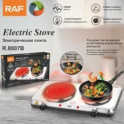 Плита двоконфоркова електрична кухонна RAF R.8007 настільна переносна електроплита дискова