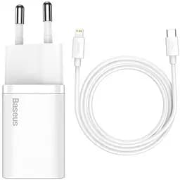 МЗП Baseus Super Si Quick Charger 20W (1USB-C) + кабель Type-C to Lightning (TZCCSUP-B) Білий
