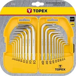 Ключі комбіновані шестигранні та Torx CrV, 1.5-10мм, T10-T50 набір 18шт Topex hoz0012929 - мініатюра 3