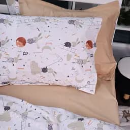 Наволочка MirSon Poplin Line Kids 06 Rabbit Alphabet 60х60 см темно-бежева (2200009716775) - мініатюра 2