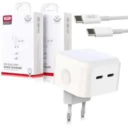 Мережевий зарядний пристрій XO L102 EU Dual type-C port 35 W Type-C to Type-C