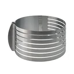 Розсувна форма кільце кондитерське з прорізами слайсер для нарізки коржів бісквіту 16-20 см (H 8.5 см), Kitchen Master Сірий 86336