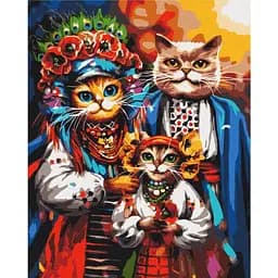 Картина за номерами Brushme Сімя котиків-козаків ©Маріанна Пащук BS53690 40х50 см