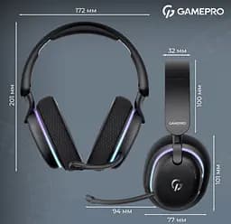 Игровые беспроводные наушники GamePro HSW-250 7.1 Bragi Asgard RGB Tri-Mod Black - мініатюра 17