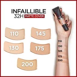 Тональний крем L'Oreal Paris Infaillible 32H Matte Cover SPF 25 відтінок 145 (Rose Beige) 30 мл - мініатюра 5