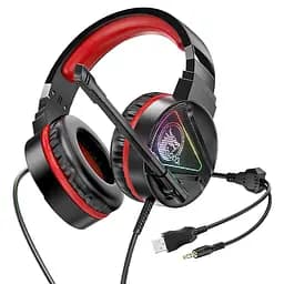 Ігрові дротові навушники Hoco W104 Drift, USB, 3.5mm, 2m, Червоний - мініатюра 2