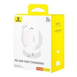 Зарядний адаптер блок живлення Baseus Cube Fast Charger C + U 30 W 2 порти білий - мініатюра 2
