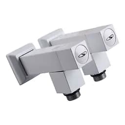 Набір кран напівоборотний кутовий з американкою Solomon Lux 1/2″ Cube White 8888 (2шт.) 000021914 - мініатюра 6