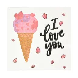Алмазная мозаика Strateg ПРЕМИУМ Мороженое с любовью на бумажной основе размером 18х18 см (JUB14417)