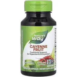 Перец кайенский Nature's Way Cayenne Fruit, 100 вегакапсул для улучшения пищеварения и кровообращения