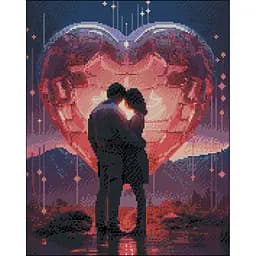 Алмазна мозаїка Strateg ПРЕМІУМ Закохані без підрамника розміром 40х50 см (ZAV4050-17)