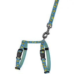 Шлея для котів та собак дрібних порід BronzeDog Urban Fruits Лимони з повідцем XXS 15-23 см