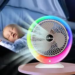 Настільний вентилятор з LED підсвічуванням, USB-заряджання / Портативний вентилятор-зволожувач повітря 3 швидкості, 1200 мАг - мініатюра 4