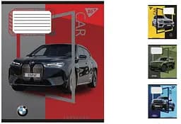 Тетради ученические 18 листов клетка. YES Colour car, 25 шт. в упаковке