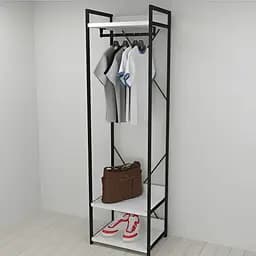 Шафа Гардероб Уні секція 1 серії Конект Ferrum-decor 220x60x50см Чорний метал ДСП Білий 32 мм (FRD-104499)