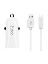 Автомобильное зарядное устройство 2USB Hoco Z12 White с кабелем USB-Lightning iPhone 6 2.4A