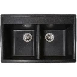 Гранітна кухонна мийка Romzha Valuri 78-2D Antracit (901) з двома чашами