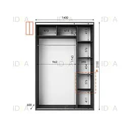 Шафа-купе Idea серія 5 140 x 60 x 210 см Антрацит - мініатюра 2