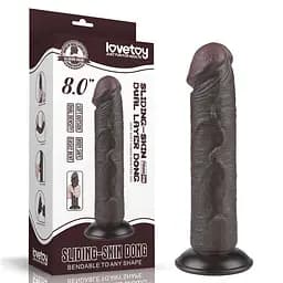Фалоімітатор Sliding-Skin Dual Layer Dong 8 без мошонки, коричневий LOVETOYS 66-LV317406 103597